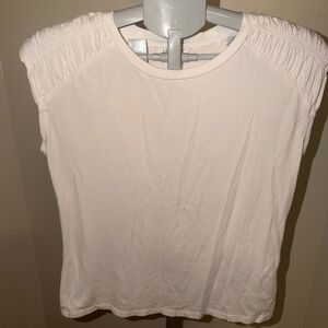 Liverpool Los Angeles White Ruched Shoulder Top